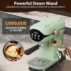 Espresso Machine with Steam Milk Frother Semi Automatic 20 Bar Compact Green with Toggle Switch for home Cafetera Espresso, Latte, Cappuccino, Americano, Macchiato