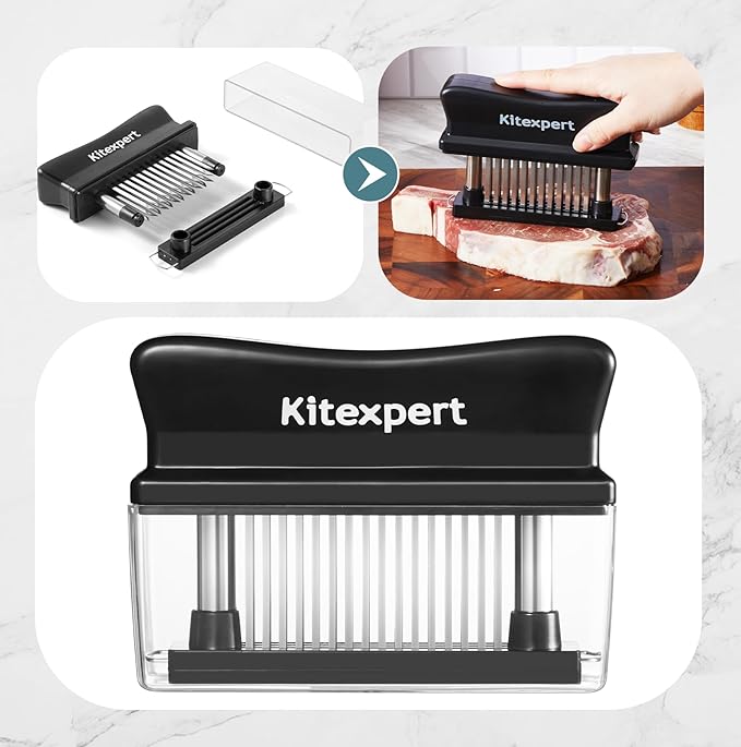Kitexpert Meat Tenderizer 36 Ultra Sharp Blades Meat Tenderizer Tool with Stainless Steel Needle, Detachable Base for Easy Cleaning, Heavy Duty Tenderizer for Chicken, Steak
