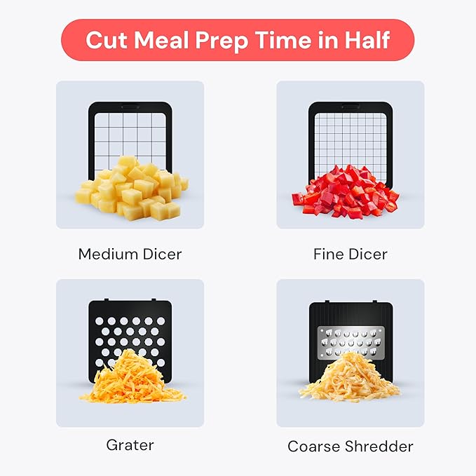 Fullstar Mandoline Slicer for Kitchen - Vegetable Chopper, Onion Potato Food Veggie Fruit Slicer and Cutter with Container, Kitchen Gadgets & Accessories, Home Essentials (6-in-1, White/Black)