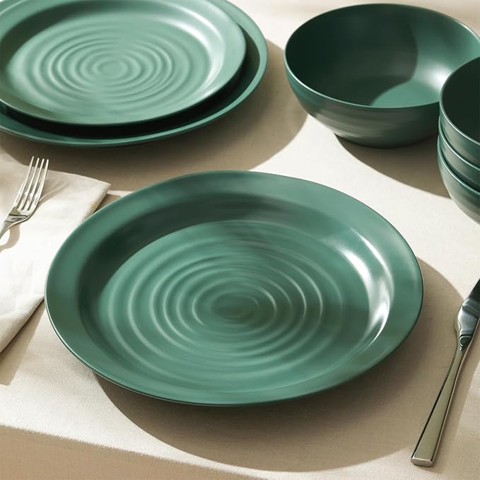 Stone Lain Orbit 4-Piece Dinner Plate Set Stoneware, Green