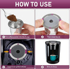 Reusable K Cups, Universal stainless steel Reusable Coffee Pods, Refillable Single K Cups for K 2.0 and 1.0 Coffee Makers (２－PACK)