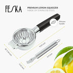 Stainless Steel Lemon Squeezer - Premium Citrus Juicer - Lime Squeezer for Seedless Juicing - Stainless Steel Hand Juicer 2 pcs - Easy to Wash Lemon Press