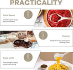 P&P CHEF Cooking Utensils Set, 6 PCS Kitchen Utensils with Wooden Handle, Silicone Spatula for Nonstick Cookware, Easy Clean & Non-toxic, Khaki