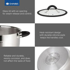 Daniks Orlando 10-Piece Stainless Steel Induction Cookware Set – Dishwasher Safe Saucepan, Pots with Heatproof Handles, Glass Lids, Measuring Scale, Silver