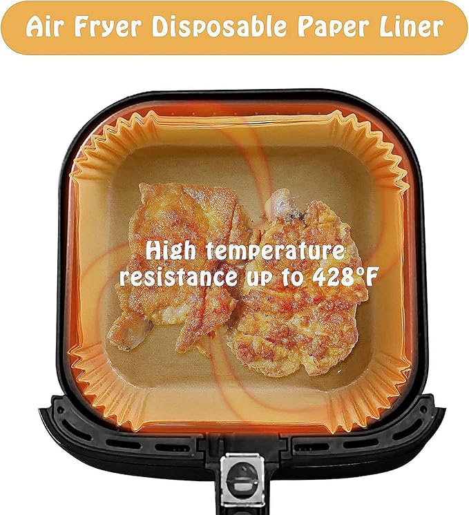 Mini Air Fryer Liners Disposable for Most 2-5 Qt Small Air Fryer, 100Pcs Small Parchment Paper for Baking Square Airfryer Paper Liners for 2-5 Qt