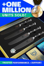 Dalstrong Steak Knives-4pc- Serrated Blade-Gladiator Series Elite-Forged German High-Carbon Steel-Table Dinner Kitchen Knives-Sheaths-Razor Sharp - Dinner Set-NSF Certified