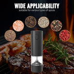 Electric Pepper Grinder, Rechargeable Automatic Pepper Mill Grinder with Led Light, One Hand Operation, One-Button Control, Adjustable Coarseness, Refillable 70ml, Black(1 Pack)