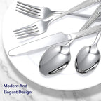 Yoehka 60-Piece Hammered Silverware Set for 12, Stainless Steel Flatware Set with Roman Column Handles, Mirror Polished Cutlery/Utensils Set for Home, Restaurant, Hotel, Dishwasher safe