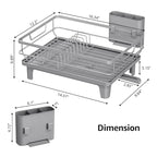 Dish Drying Rack for Kitchen Counter, Space-Saving Dish Rack, Multifunctional Dish Drainer Rack, Sink Kitchen Dishes Strainer, Dryer Rack with Drain Board, and Cutlery Holder,Small Size Gray