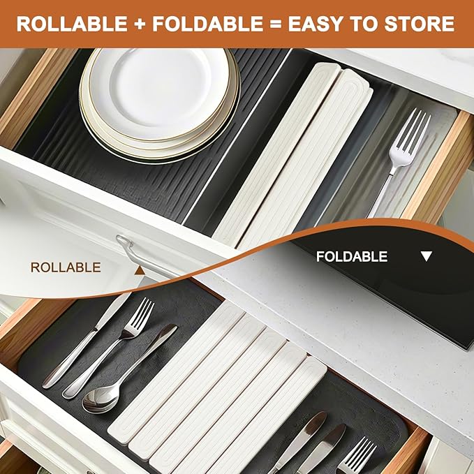 Large Stone Dish Drying Mat for Kitchen Counter, 24"x16" Quick Dry Collapsible Diatomaceous Earth Dish Drying Mat, Water Absorbent Drying Mat for Dishes Bottles Cups Bathroom, White with Grooves