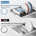 iSPECLE in Sink Dish Drying Rack - Capacity Expandable Dish Rack with 2 Cup Holder, Dish Drainer for Kitchen Sink Counter with Utensil Holder Large Capacity, Black