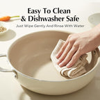 Redchef Ceramic Saute Pan with Lid, Nonstick Deep Frying Pan, 5QT Jumbo Cooker with Helper Handle & Lid, Non Toxic Ceramic Cooking Pan, Chef Pan, Dishwasher & Oven Safe, PFAS PFOA & PTFE Free