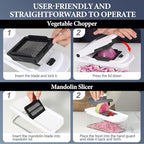 Ourokhome Food Chopper with Container, Manual Mandolin Vegetable Slicer Onion Dicer with 8 Blades, Hand Veggie Shredder for Potato, Tomato, Essential Kitchen Gadgets (8 in 1, White)