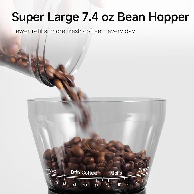 HIBREW G3 Coffee Grinder, 31 Levels of Accuracy Settings, Electric Burr Grinder for Espresso/Mocha/Drip Coffee/Pour Over