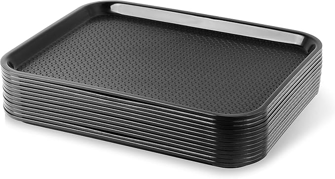 New Star Foodservice Fast Food Tray, Set of 12 (Black, 14 by 18-Inch)