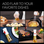 FLAIROSOL OLIVIA Oil Sprayer for Cooking, 200ml Glass Olive Oil Sprayer, Continuous Cooking Spray Bottle with Portion Control, Olive Oil Dispenser for Kitchen, Air Fryer, Salad, BBQ (Golden Leaves)