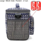 FlowFly Insulated Reusable Lunch Bag Adult Large Lunch Box for Women and Men with Adjustable Shoulder Strap,Front Zipper Pocket and Dual Large Mesh Side Pockets,Elephant