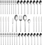 Alata Cube 45-Piece Forged Stainless Steel Flatware Set Cutlery Set,Service for 8,Silver Finish,Dishwasher Safe