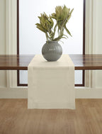 Solino Home Linen Ivory Table Runner 60 Inches - Double Hemstitch, 100% Pure Linen Coffee Table Runner 14 x 60 Inch Ideal for Dresser Tables - Summer, Fall, Autumn, Halloween