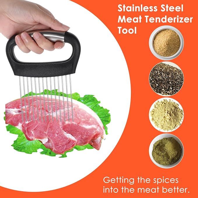 Onion Slicer Holder Large Onion Cutter Vegetable Chopper Kitchen Food Slicer Practical Meat Tenderizer Tool Stainless Steel Tomato Slicers for Slicing Onions Kiwifruit Tomato Avocados Eggs Lemon Meat