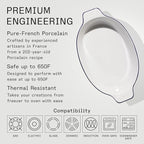 Made In Cookware - Oval Baking Dish - Navy Rim - Hand Crafted Porcelain - Professional Bakeware - Made in France