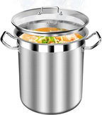 Stainless Steel Stock Pot with Lid – 24 Quart (6 Gallon) Heavy-Duty Cooking Pot for Soup, Stew, Pasta – Commercial & Home Use, Easy to Clean