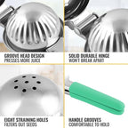 Zulay Lemon Squeezer Stainless Steel with Premium Heavy Duty Solid Metal Squeezer Bowl and Food Grade Silicone Handles - Large Manual Citrus Press Juicer and Lime Squeezer Stainless Steel (Mint)