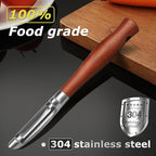 Peeler, Japanese Stainless Steel Blade with Non-Slip Real Wood Handle, Ultra Sharp Potato Peeler for Kitchen, Apple, Cucumber & Carrot I-Shaped Peeler – Serrated Blade