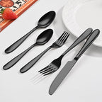 40-Piece Black Silverware Set, Flatware Set for 8, Food-Grade Stainless Steel Tableware Cutlery Set, Mirror Finished Utensil Sets for Home Restaurant, Forks Spoons and Knives Set, Dishwasher Safe