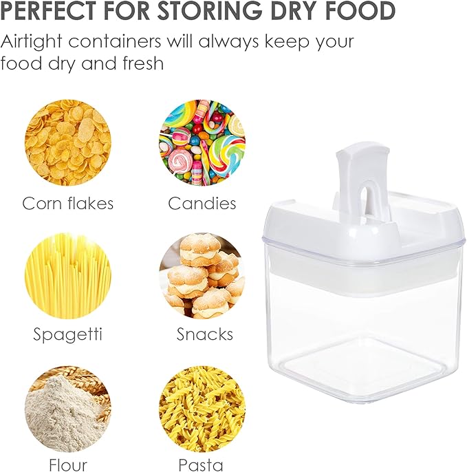 Vtopmart 6 PCS Airtight Food Storage Containers, BPA Free Plastic Snack Containers with Easy Lock Lids, for Kitchen Pantry Organization and Storage, Include 24 Labels, 0.5L