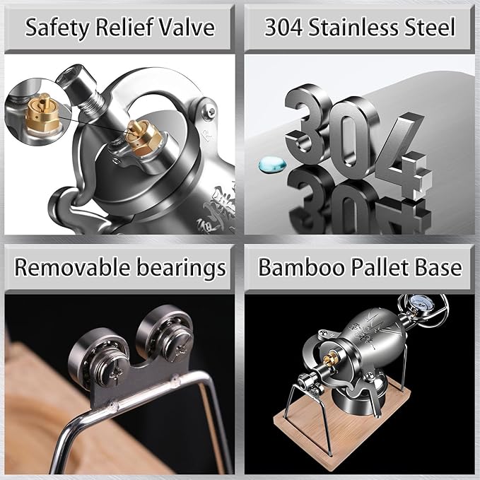 Hot Air Popcorn Machine, Chinese Popcorn Maker, High Pressure Popcorn Maker, Stainless Steel Popcorn Popper, for Home Party, Large 260ml