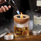 G GOOD GAIN Whiskey Smoker Kit with Torch - Old Fashioned Cocktail Smoker Infuser Kit, 6 Flavors Wood Chips, 4 Ice Stone | Birthday Bourbon Whiskey Gifts for Men, Dad, Husband (No Butane)
