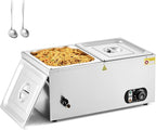WILPREP Commercial Food Warmer with Two 1/2 Pans, 1500W Countertop Electric Steam Table, 86-185°F Adjustable Temp Control & Over-Temp Protection, Stainless Steel Buffet Bain Marie