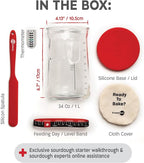 Pro Sourdough Starter Kit - 34oz Large Capacity Glass Fermentation Jar with Lid & Tracker, Sourdough Starter Fermenter for Homemade Sourdough, Bread Dough Prep & Culinary Fermentation, 1 Set