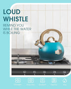 Tea Kettle, Whistling Stovetop Teapot Food Grade Stainless Steel Tea Kettles for Stove Top with Anti-hot Ergonomic Handle,Kettle Spout for Tea, Coffee or Milk, 2.1 Quart Tea Pots