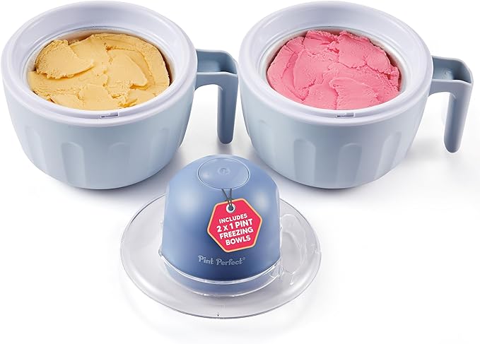 Americana by Elite Pint Perfect™ EIM1205DB Ice Cream Maker, 2 x 1 Pint Capacity Dual Freezing Mugs, Frozen Yogurt, Sorbet, Gelato, Recipes, Periwinkle