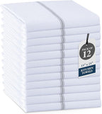 LANE LINEN Kitchen Hand Towels, 12 Pack Dish Towels for Kitchen Drying, 100% Cotton Super Absorbent Tea Towel, Quick Dry, 14"x25", Useful for Cleaning Countertops, Durable for Daily Use - Grey Stripe