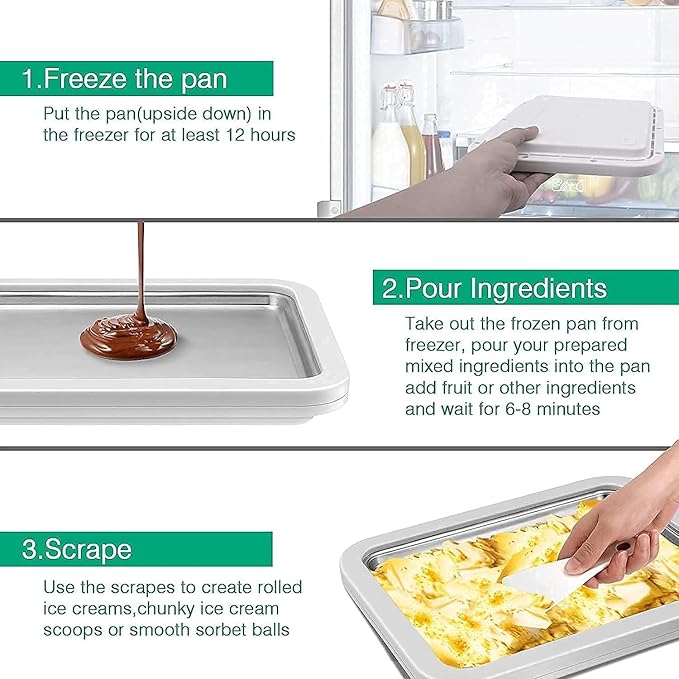 ice cream maker for kids Duomid rolled ice cream maker machine,with2shovels,frozen yogurt machine,instant gelato pan/roll,sorbetmachine,gelato maker,plate freezer bowl,parent-child interactiveDIY gift