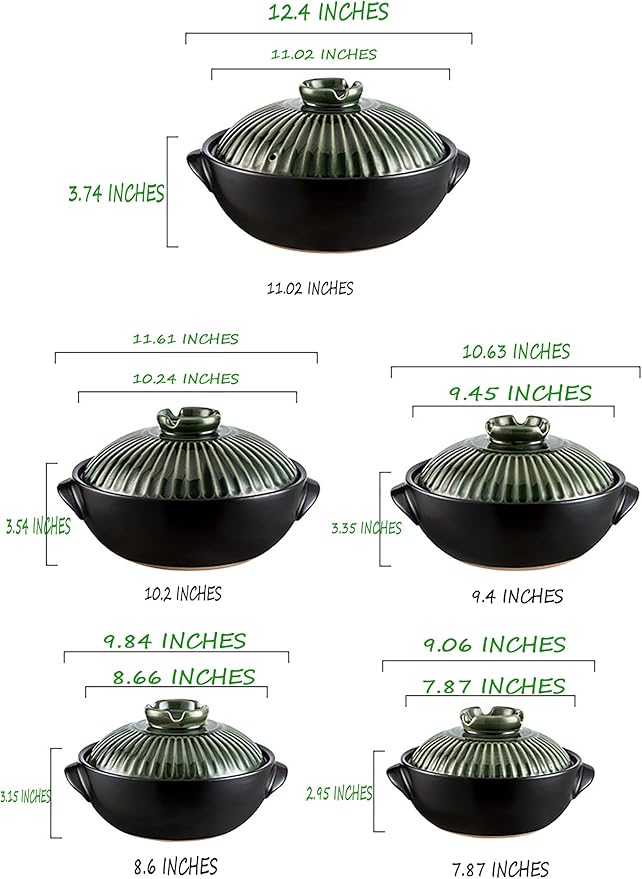 Japanese Donabe Ceramic Hot Pot Retro Heat Resistant Shallow Dutch Oven,Non-Stick Cookware Pot with Lid and Dual Handle for Cooking,Soup, Rice, Stew, Casserole, Noodle,Vintage Copper,11in