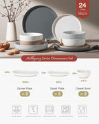 Famiware Milkyway Dinnerware Sets, 24 Piece Dish Set, Plates and Bowls Sets for 8, Multi-color