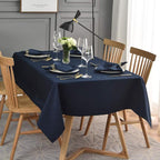 maxmill Jacquard Table Cloth Waving Pattern Water Resistant Wrinkle Resistance Heavy Weight Soft Tablecloth for Kitchen Dinning Tabletop Decoration Oblong 60 x 140 Inch Navy Blue