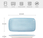 Selamica Ceramic Serving Platters, 12 Inch Serving Trays for Party Entertaining, Large Rectangular Serving Plates, Set of 6, Assorted Colors