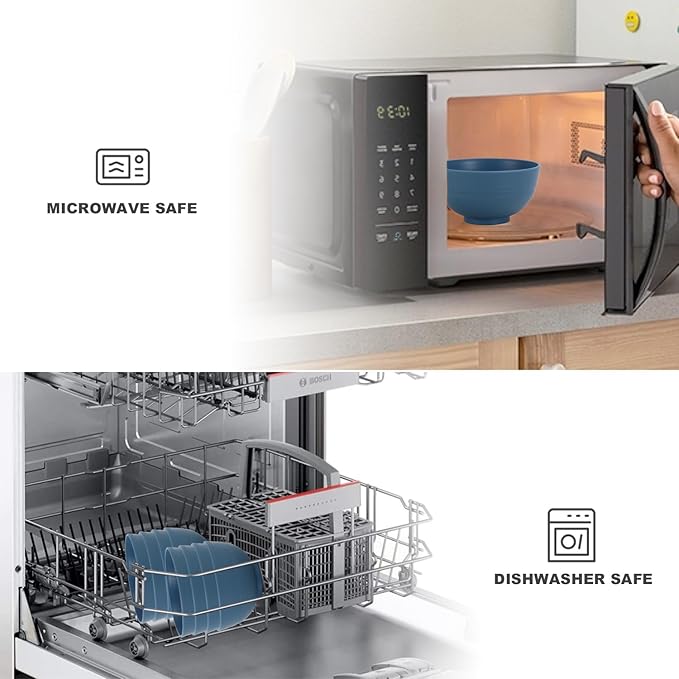 Wheat Straw Bowl 10 OZ - 5 Inch, Unbreakable Small Bowls Set of 8, Dessert Bowl for Kitchen, Camping, Party, Microwave and Dishwasher Safe Mini Bowls for Appetizer, Yogurt (Blue)