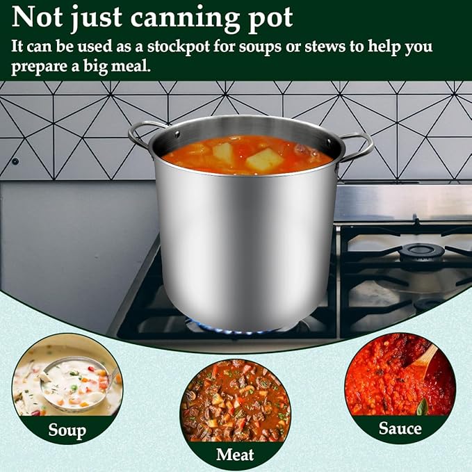 Canning Pot, Stainless Steel 21.5QT Water Bath Canner with Rack and Lid, Canning Supplies with Complete Canning Tool Set for Beginners and Enthusiasts