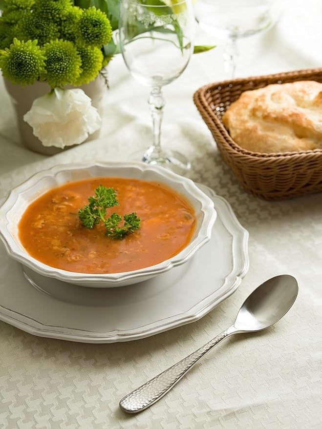 Matte Silverware Set, 18/10 Stainless Steel Satin Flatware, Modern Brushed Finish Cutlery, Dishwasher Safe & Durable, Built to Last (40-Piece, Fidenza Hammered)