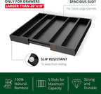 ROYAL CRAFT WOOD Luxury Bamboo Kitchen Drawer Organizer - Silverware Organizer - Utensil Holder and Cutlery Tray with Grooved Drawer Dividers for Flatware and Kitchen Utensils (5 Slot, Black)