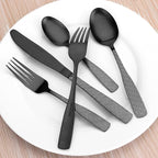 Matte Black Silverware Set, 20-Piece Stainless Steel Flatware Cutlery Set, Satin Finish Tableware Set Service for 4, Include Knife Fork Spoon, Dishwasher Safe