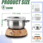 Artestia1500W Electric Swiss Fondue Set for Melting Chocolate Cheese Pot Sets with Temperature Control for Oil Broth Fondue Party, 8 Colored Fondue Forks