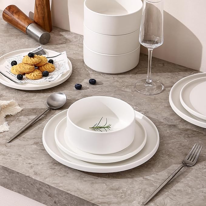 GZG Ceramic Cereal Bowls Set of 4,6 Inch Stoneware Soup Bowls,Dishwasher and Microwave Safe,Stackable,Scratch Resistant for Oatmeal,Fruit,Salads and Rice(Ivory White)