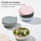 W&P Porter Plastic Bowl Lunch Container w/ Protective Non-slip Exterior, Mint 1 Liter | Lid & Snap-tight Silicone Strap | Food Storage, Bento Box, Meal Prep | BPA-Free Plastic